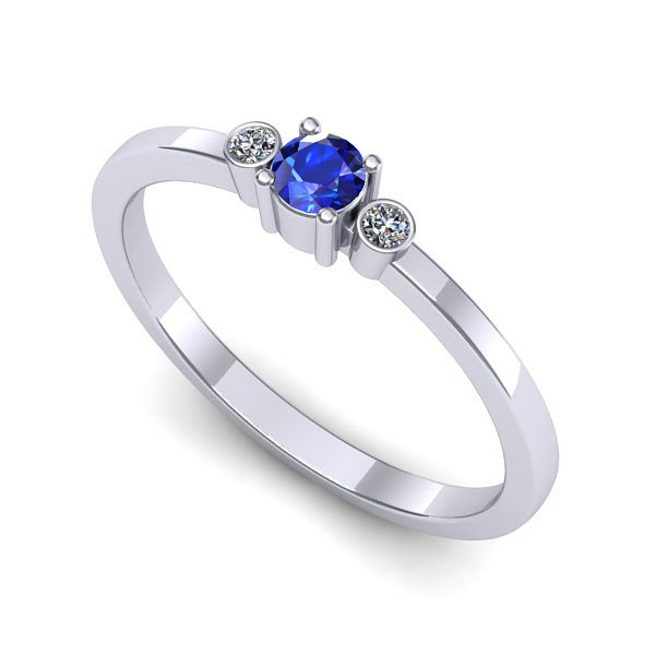 Inel de logodna din aur alb cu safir