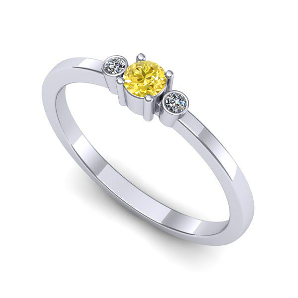 Inel de logodna din aur alb cu safir galben