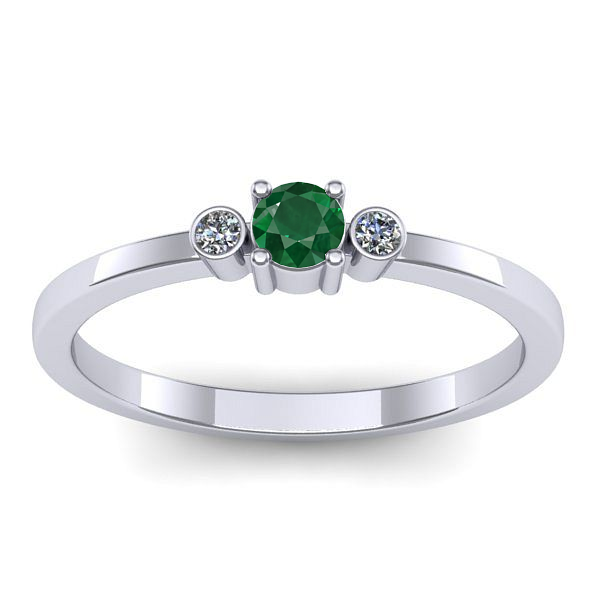 Inel logodna cu smarald rotund