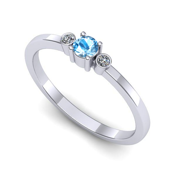 Inel din aur alb cu topaz blue