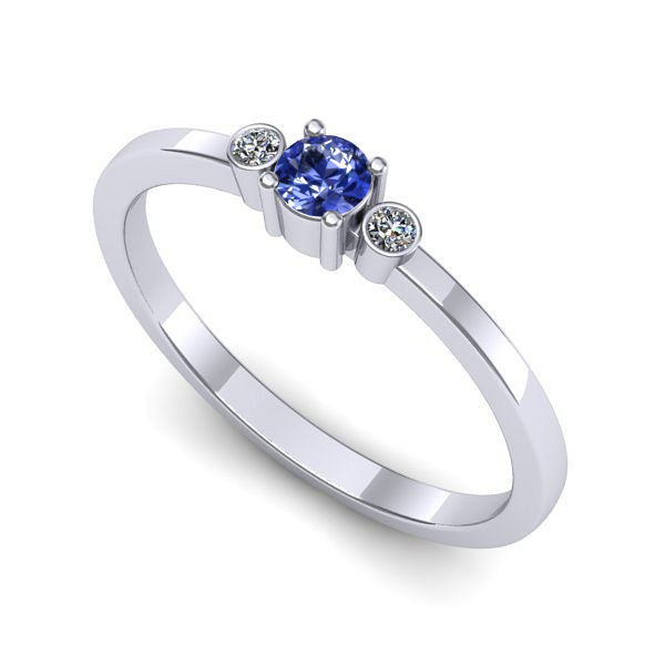 Inel de logodna din aur alb cu tanzanit