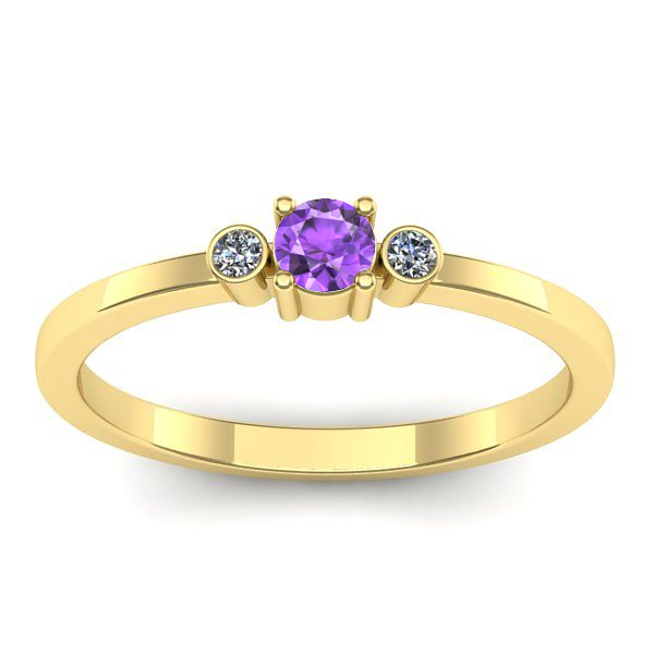 Inel logodna cu ametist rotund