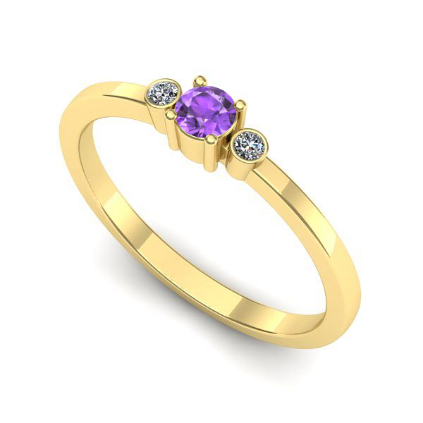 Inel de logodna din aur galben cu ametist