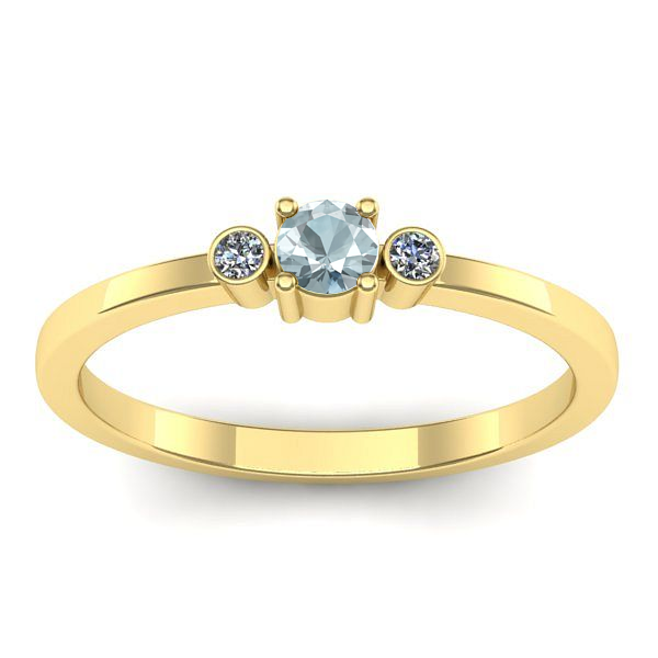 Inel de logodna cu aquamarin rotund