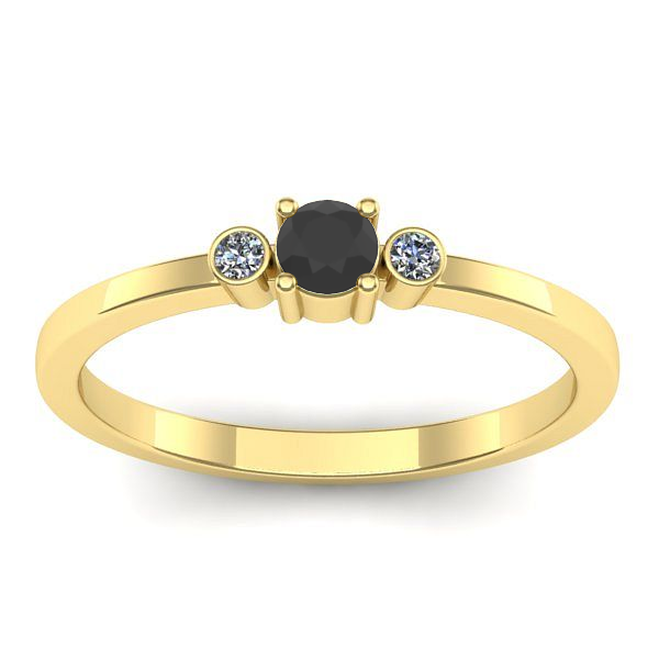 Inel cu diamant negru rotund