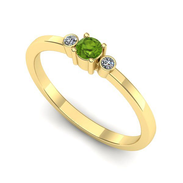 Inel logodna din aur galben cu peridot