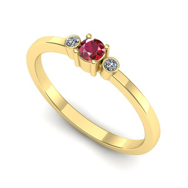Inel logodna din aur galben cu rubin