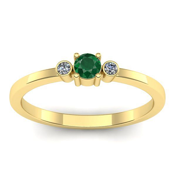 Inel logodna cu smarald rotund