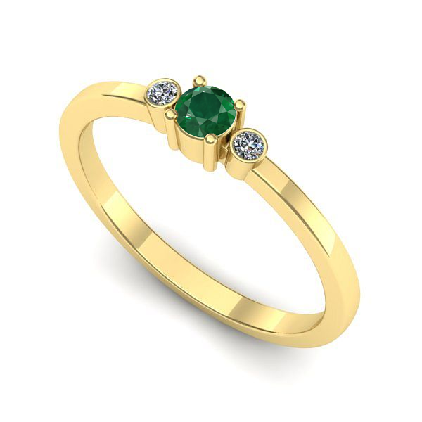 Inel logodna din aur galben cu smarald