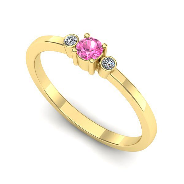 Inel din aur galben cu safir roz