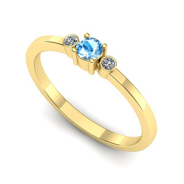 Inel logodna din aur galben cu topaz blue
