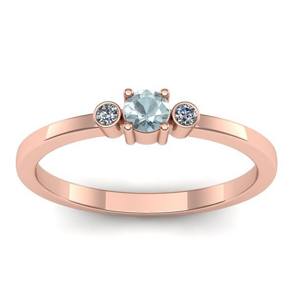 Inel de logodna cu aquamarin rotund