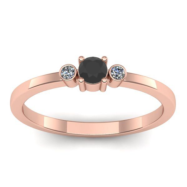 Inel logodna cu diamant negru rotund