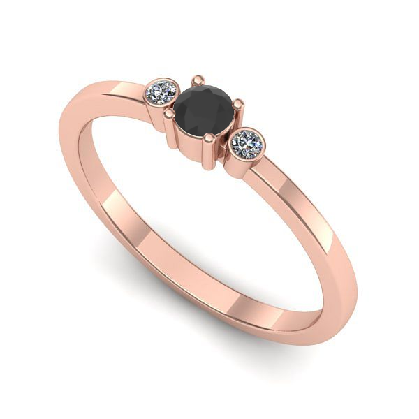 Inel logodna din aur roz cu diamant negru