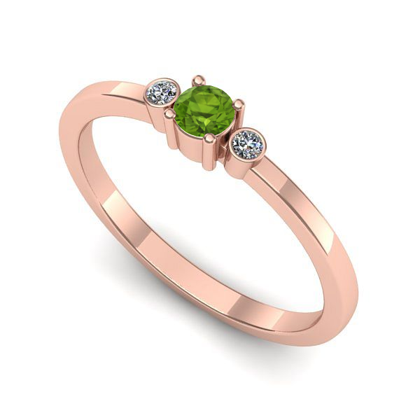 Inel din aur roz cu peridot