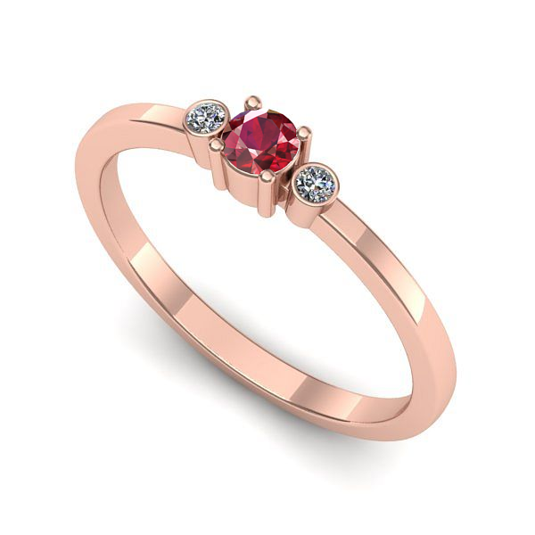 Inel logodna din aur roz cu rubin