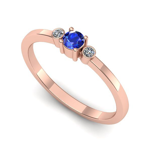 Inel logodna din aur roz cu safir