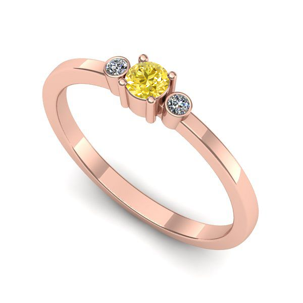 Inel din aur roz cu safir galben