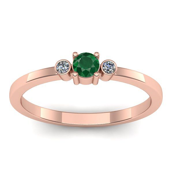 Inel de logodna cu smarald rotund