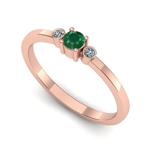 Inel din aur roz cu smarald