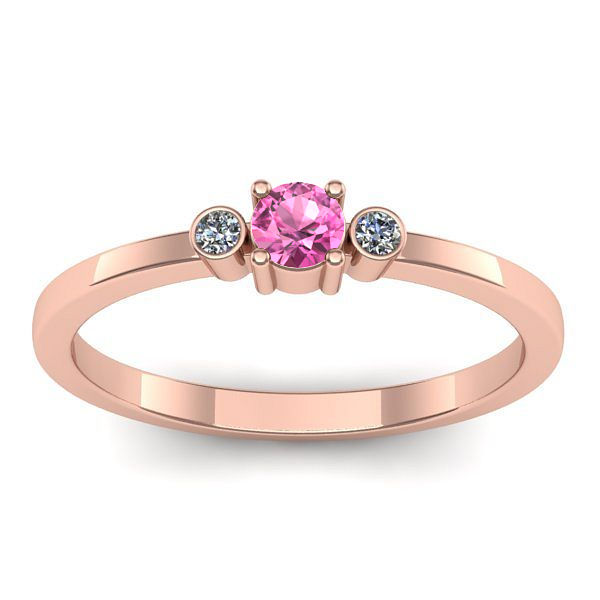 Inel de logodna cu safir roz rotund
