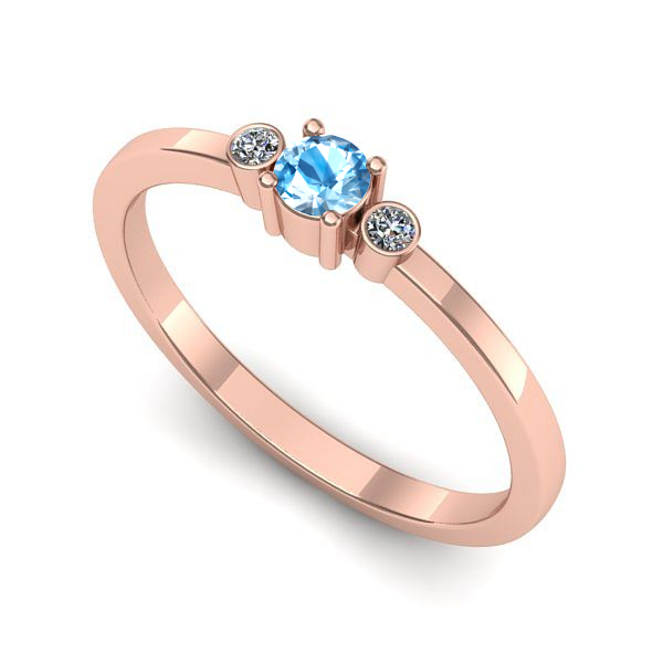 Inel de logodna din aur roz cu topaz blue