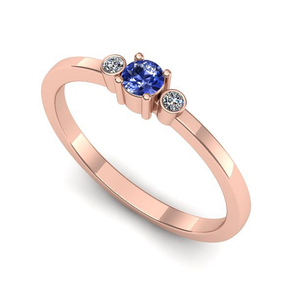 Inel de logodna din aur roz cu tanzanit