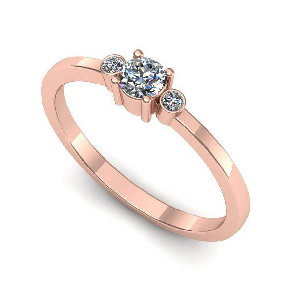 Inel de logodna din aur roz cu diamant