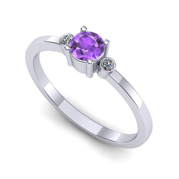 Inel de logodna din aur alb cu ametist