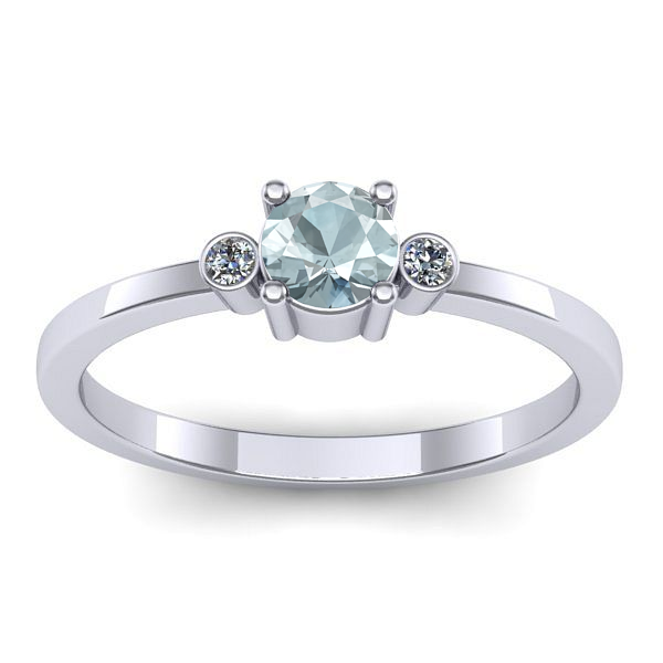 Inel logodna cu aquamarin rotund