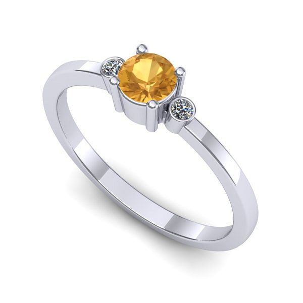 Inel din aur alb cu citrin