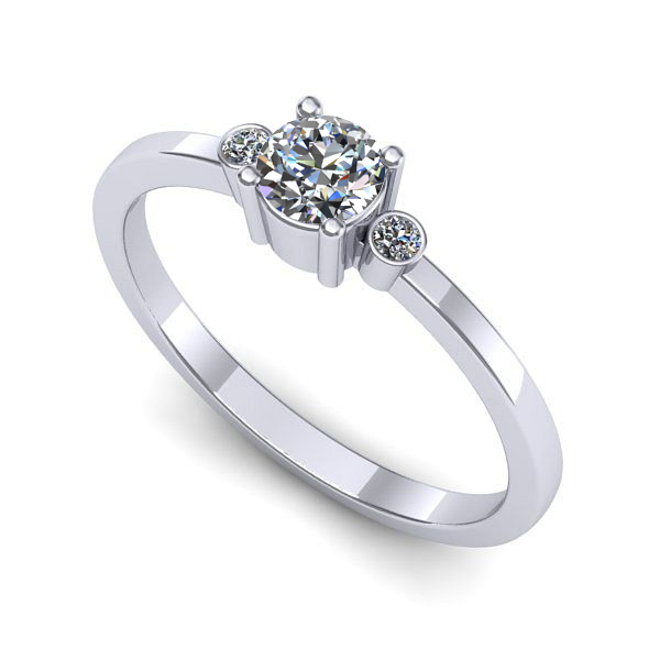 Inel de logodna din aur alb cu diamant