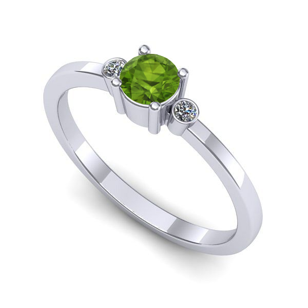 Inel logodna din aur alb cu peridot