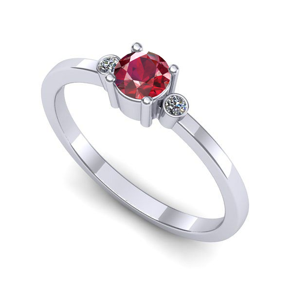 Inel din aur alb cu rubin