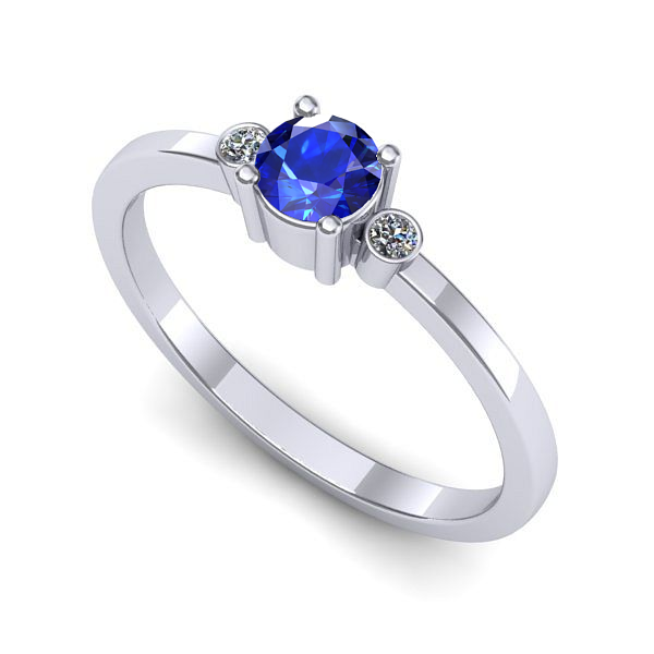 Inel de logodna din aur alb cu safir