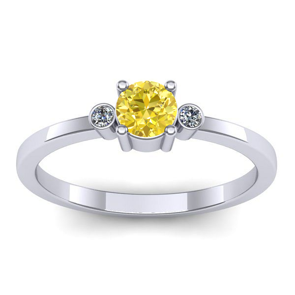 Inel cu safir galben rotund