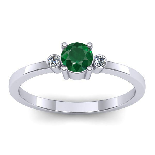 Inel de logodna cu smarald rotund