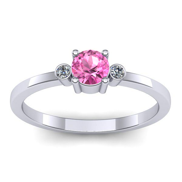 Inel logodna cu safir roz rotund