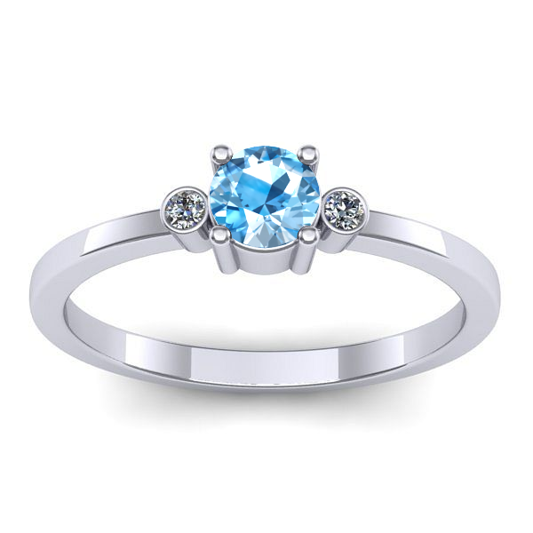 Inel cu topaz blue rotund