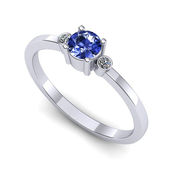 Inel logodna din aur alb cu tanzanit