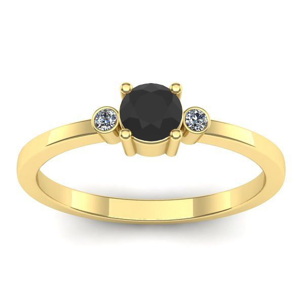 Inel cu diamant negru rotund