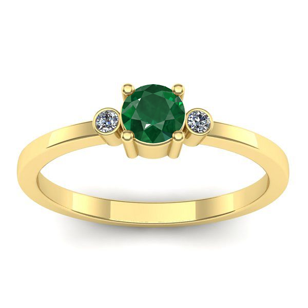 Inel de logodna cu smarald rotund