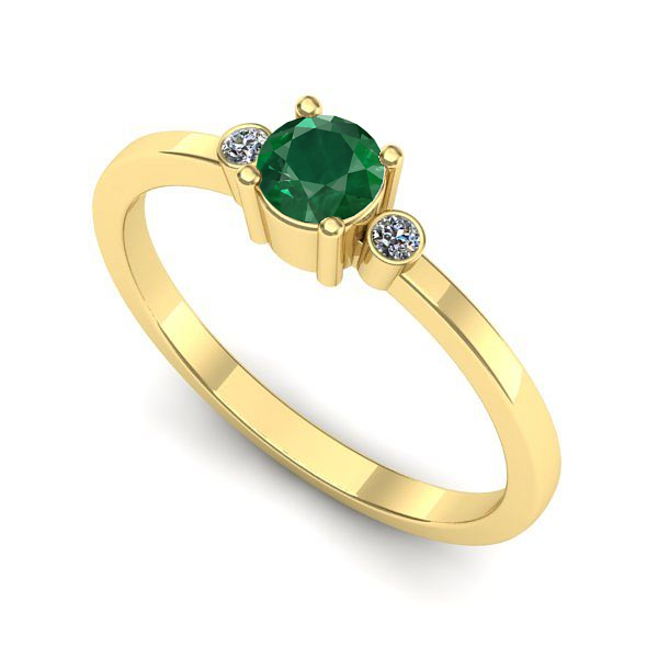Inel de logodna din aur galben cu smarald