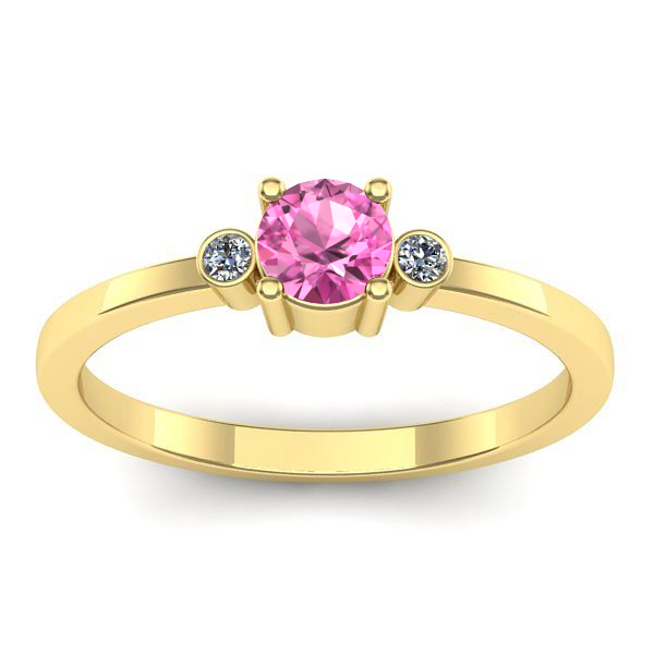 Inel logodna cu safir roz rotund