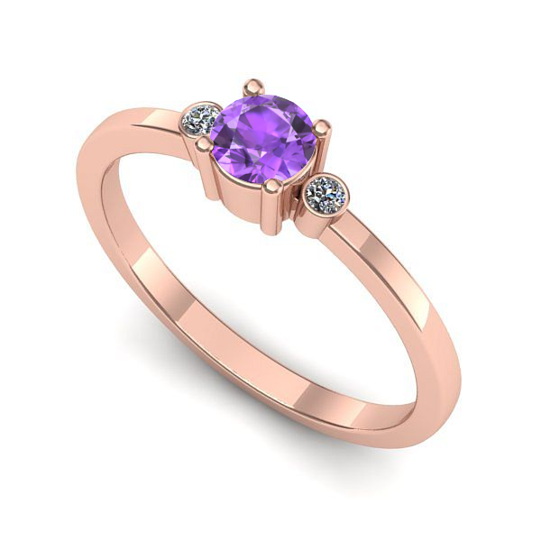 Inel din aur roz cu ametist