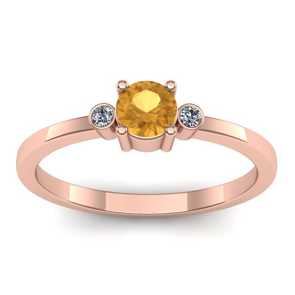 Inel logodna cu citrin rotund