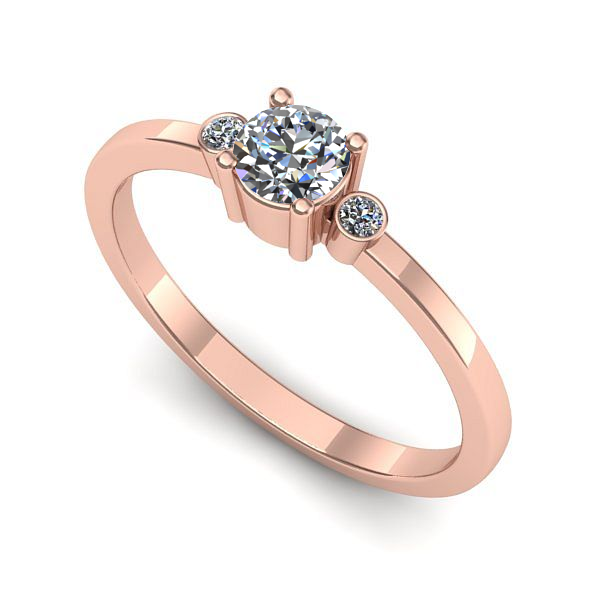 Inel din aur roz cu diamant