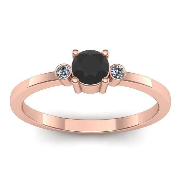 Inel de logodna cu diamant negru rotund