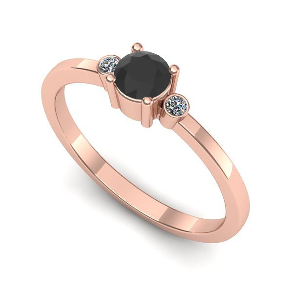 Inel logodna din aur roz cu diamant negru