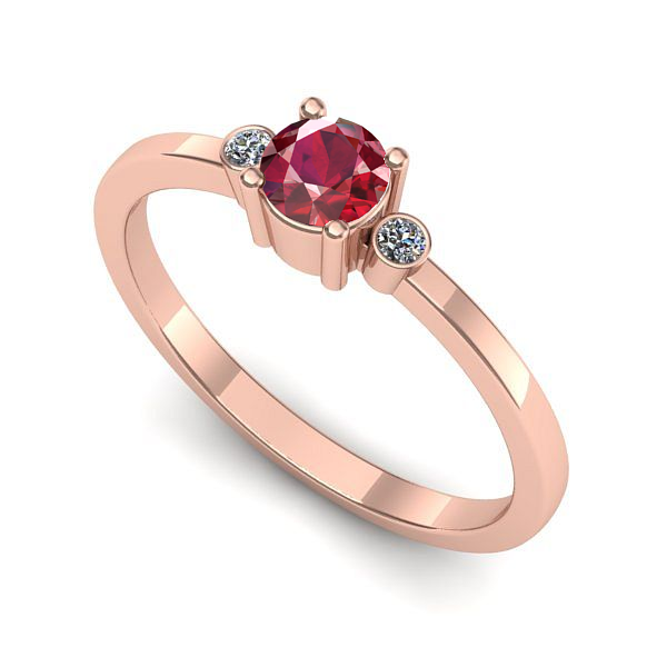 Inel logodna din aur roz cu rubin